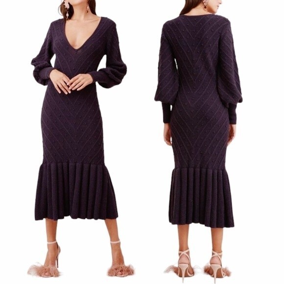 Keepsake The Label Melody Knit Sweater Dress Midnight Blue Midi Size Small US 4 - Picture 14 of 14